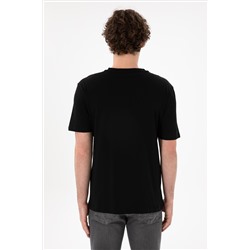 Erkek Regular Fit  V Yaka Siyah Basic Tişört