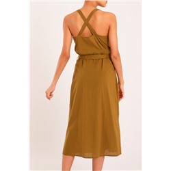 Vestido recto Caqui