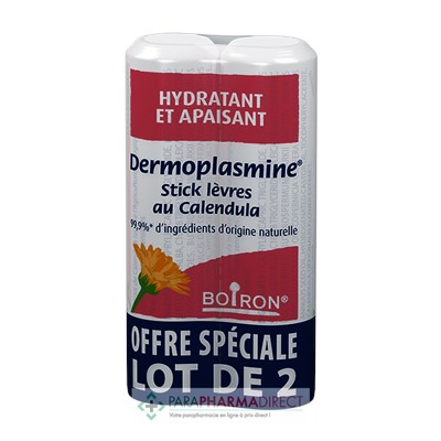 Boiron Dermoplasmine - Stick Lèvres au Calendula 2x4 gLot  × 2