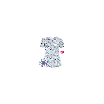 UA Ditzy Bouquet Navy Keyhole Print Scrub Top