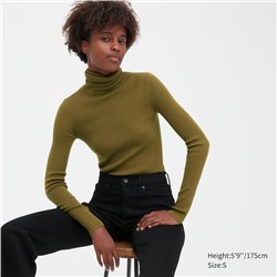 Extra Fine Merino Ribbed Turtleneck Long-Sleeve Sweater