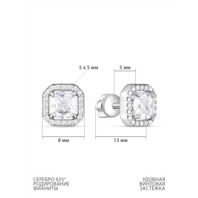 Серьги-пусеты из серебра с фианитами родированные 925 пробы 150053_001