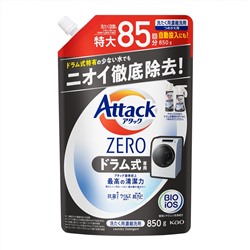 KAO Жидкое средство для стирки ATTACK ZERO Plus суперконцентрированное антибактериальное с нано-формулой, 850 гр. сменная упаковка с крышкой