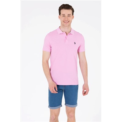 Erkek Açık Pembe Polo Yaka Basic T-Shirt