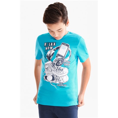 Here and There Kurzarmshirt - Bio-Baumwolle
