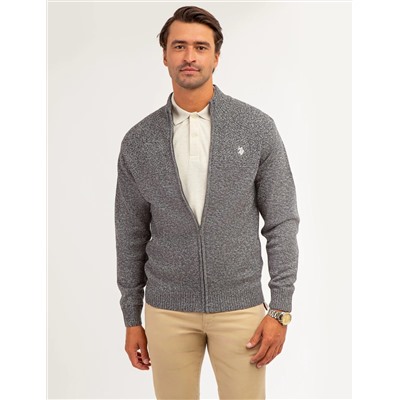 COTTON MARL FULL ZIP SWEATER