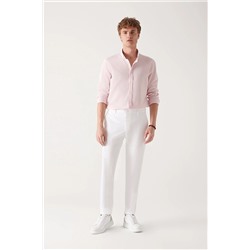 Avva Erkek Beyaz Yumuşak Dokulu Beli Esnek Pantolon A21y3038 A21Y3038