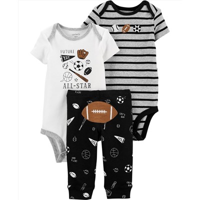 Carter's Baby Boys 3-Pc. Football Cotton Bodysuits & Pants Set