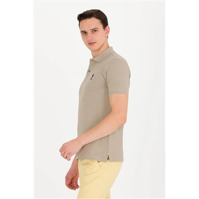 Erkek Haki Basic Polo Yaka Tişört