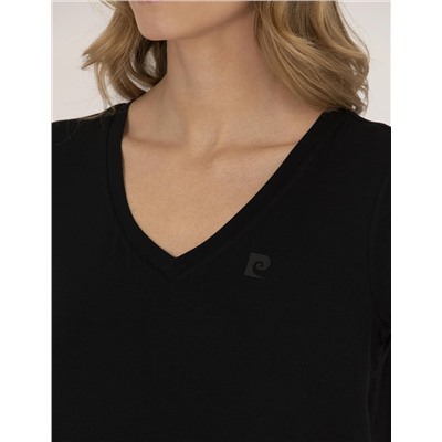 Siyah Comfort Fit V Yaka Basic Tişört