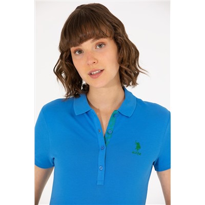 Kadın Saks Basic Polo Yaka Tişört