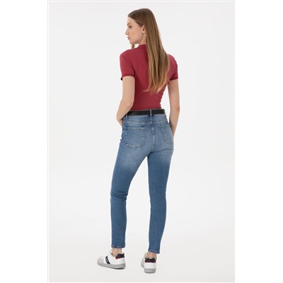 Kadın Mavi Slim High Waist Fit Jean Pantolon