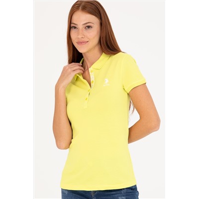 Kadın Neon Sarı Basic Polo Yaka Tişört