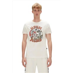 Bad Bear, Open Mind Yazili Erkek Tshirt - Ekru