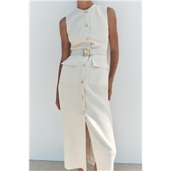 MIDI CREPE BELT DRESS