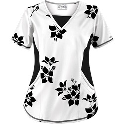 UA Spacious Bouquet White Print Scrub Top