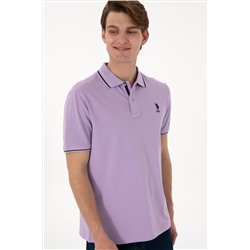 Erkek Regular Fit Polo Yaka Lila Basic Tişört