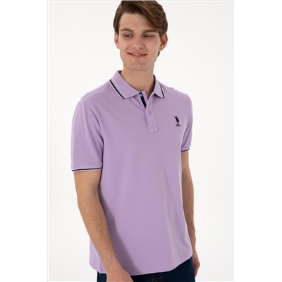 Erkek Regular Fit Polo Yaka Lila Basic Tişört