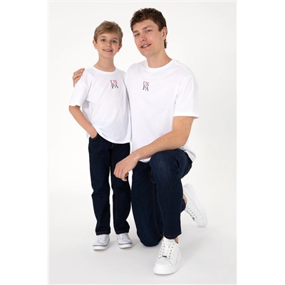 U.S. Polo Assn., Erkek Çocuk Beyaz Oversize Bisiklet Yaka Tişört 50306498-vr013