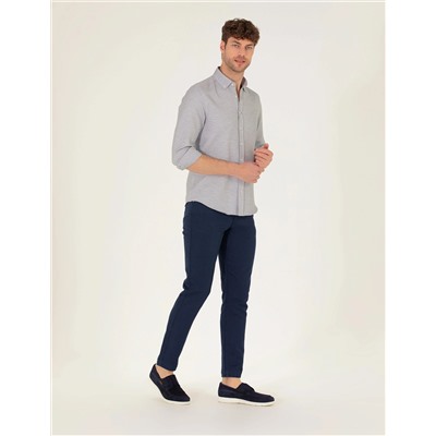 Lacivert Slim Fit Kanvas Pantolon