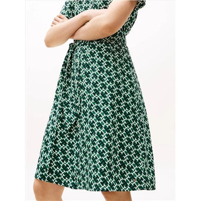 Monogram Print Belted Shirtdress