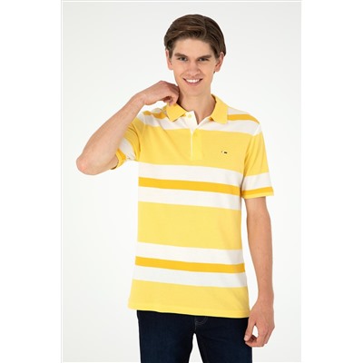 Erkek Regular Fit Polo Yaka Sarı Tişört