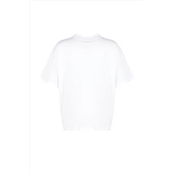 Beyaz Yaka Ribanalı Geniş Kalıp Basic %100 Pamuk Örme T-shirt TBBSS23BF00017