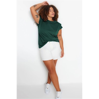 Yeşil Kolları Bağlama Detaylı %100 Pamuk Örme T-Shirt TBBSS22BF0003