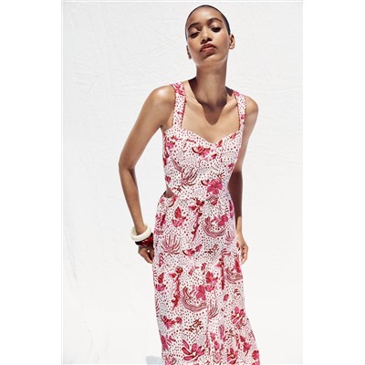 PRINTED MIDI CUT-OUT DRESS
