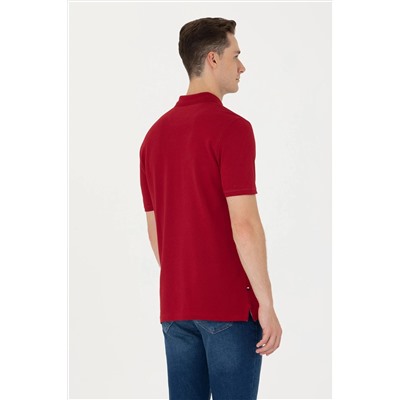 Erkek Bordo Polo Yaka Basic T-Shirt