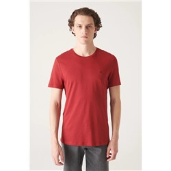 Avva, Erkek Bordo Ultrasoft Bisiklet Yaka Pamuklu Basic T-shirt E001171