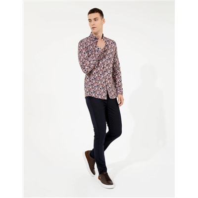 Turuncu Slim Fit Uzun Kollu Gömlek