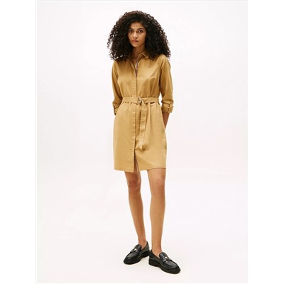 Long-Sleeve Belted Oxford Shirtdress
