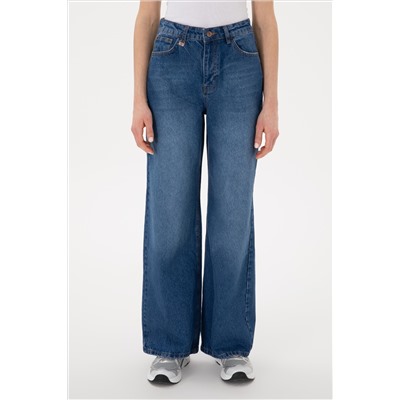 Kadın Mavi Loose Fit Jean Pantolon