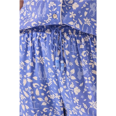 Pijama camisero largo print flores azul