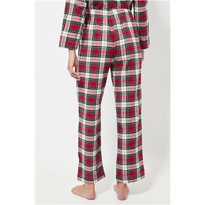 Pantalón de pijama cintura alta - Crudo y rojo