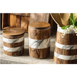 Банка для сыпучих продуктов, 1,1 л, фарфор P/бамбук, коричневая, Wood&Marble, 63064