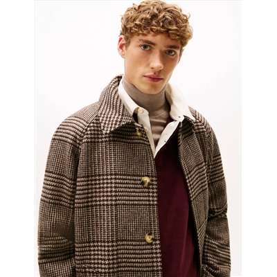 Check Wool-Blend Coat