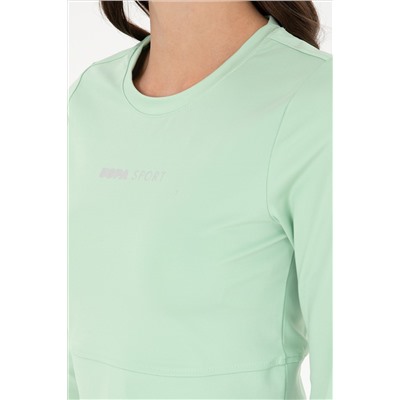 Kadın Yeşil Bisiklet Yaka Sweatshirt