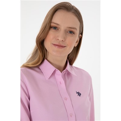 Kadın Pembe Uzun Kollu Basic Gömlek