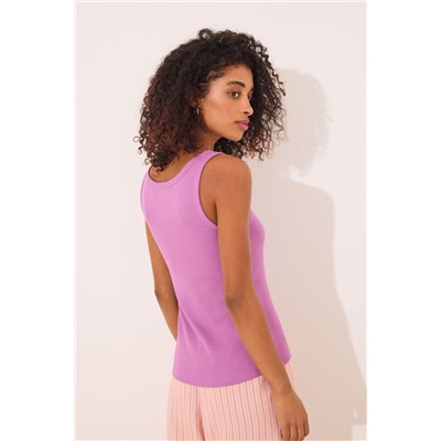 Camiseta tirantes canalé morado