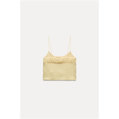 TEXTURED CROP TOP WITH RUFFLES