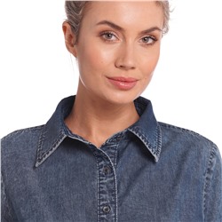 Damen Jeans-Bluse mit Kentkragen
