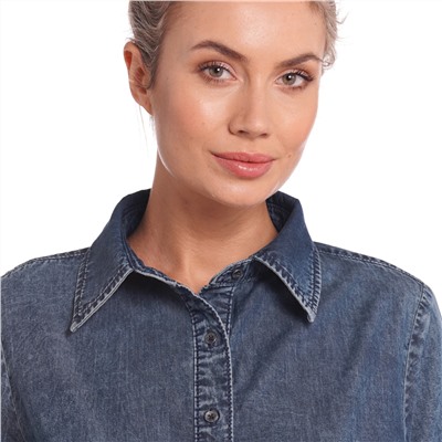 Damen Jeans-Bluse mit Kentkragen