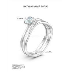 Серьги из серебра с натуральным топазом и фианитами родированные 925 пробы 2-376р402