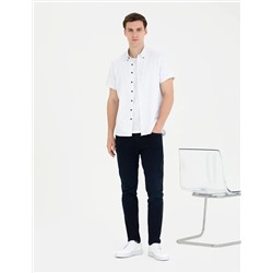 Açık Lacivert Slim Fit Kısa Kollu Gömlek