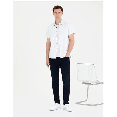 Açık Lacivert Slim Fit Kısa Kollu Gömlek
