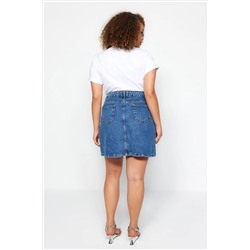 Mavi Çift Yırtmaçlı Denim Etek TBBSS23AZ00056