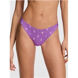 Logo Cotton High-Leg Thong Panty