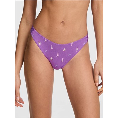 Logo Cotton High-Leg Thong Panty